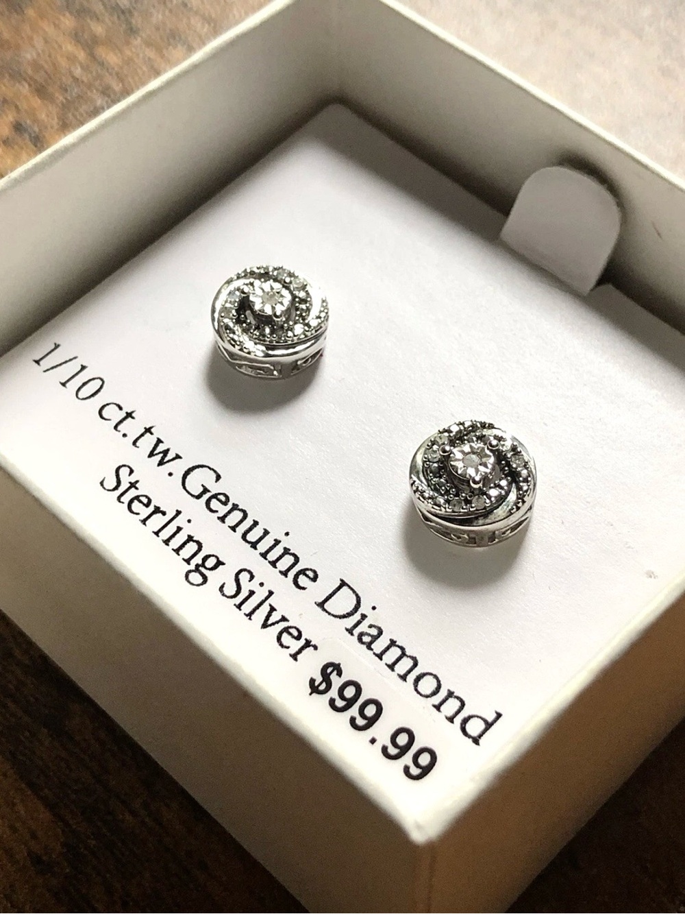 NWT Diamond Sterling Silver Halo Earrings